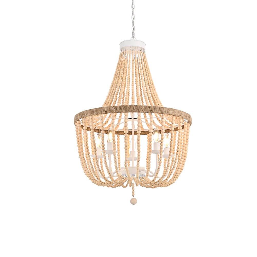 Left. Living District - Jolie 24 Inch Beaded Pendant In Beige - Beige.