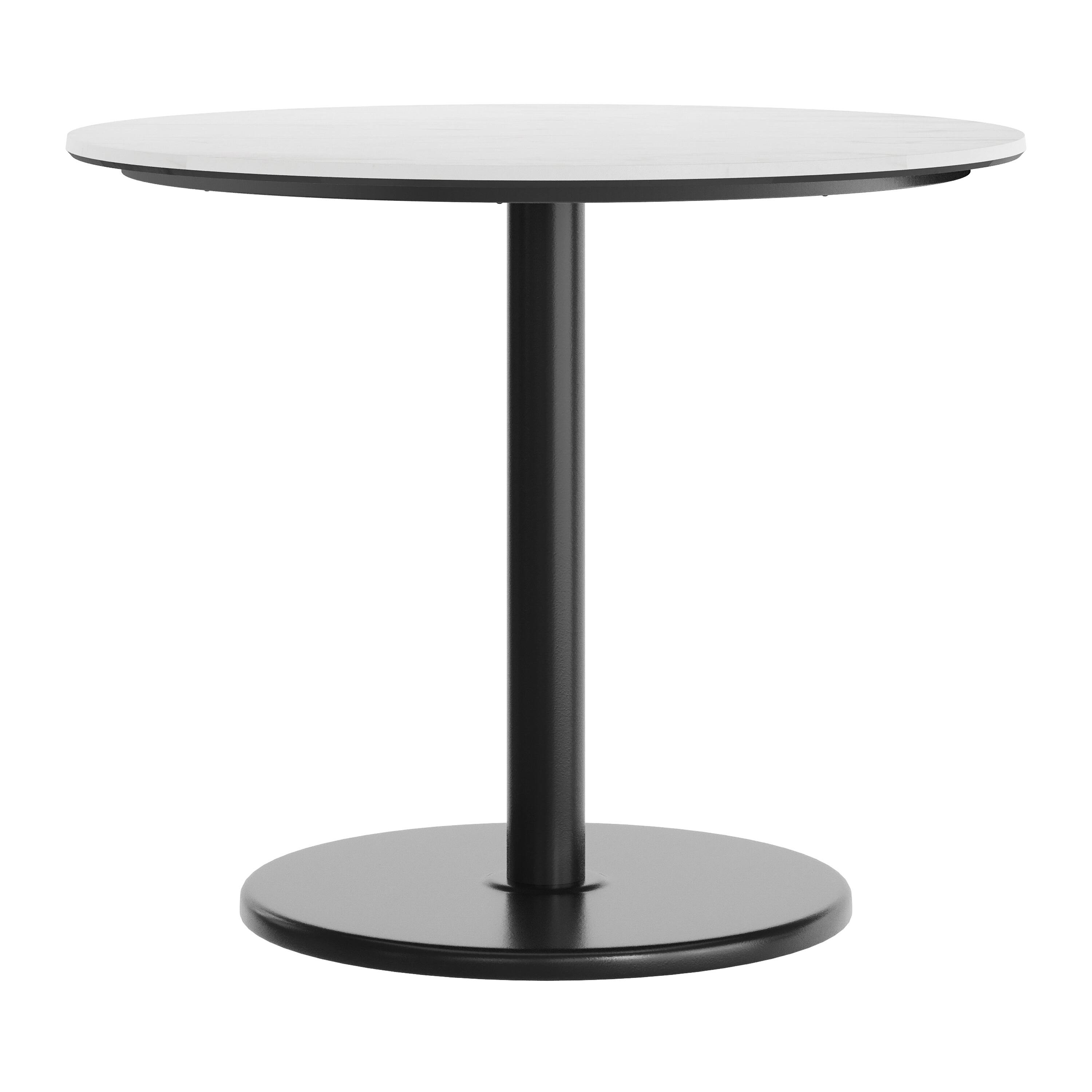 Alt View 7. Emma + Oliver - PureShield Tabletop with Seam-Free Surface Innovation and Table Height Round Base - White Faux Marble/Black Base.
