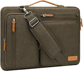 mosiso - 360 Protective Laptop Shoulder Bag 17-17.3 inch for MacBook, HP, Dell, Lenovo, Asus Notebook Messenger Bag - Carob Brown