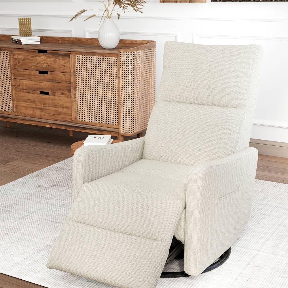 Alt View 8. Loheer - Loheer Power Swivel Recliner Chair 270 Degree Swivel Rocker Chair Small Rocking Recliner for Nursery Beige - Beige.