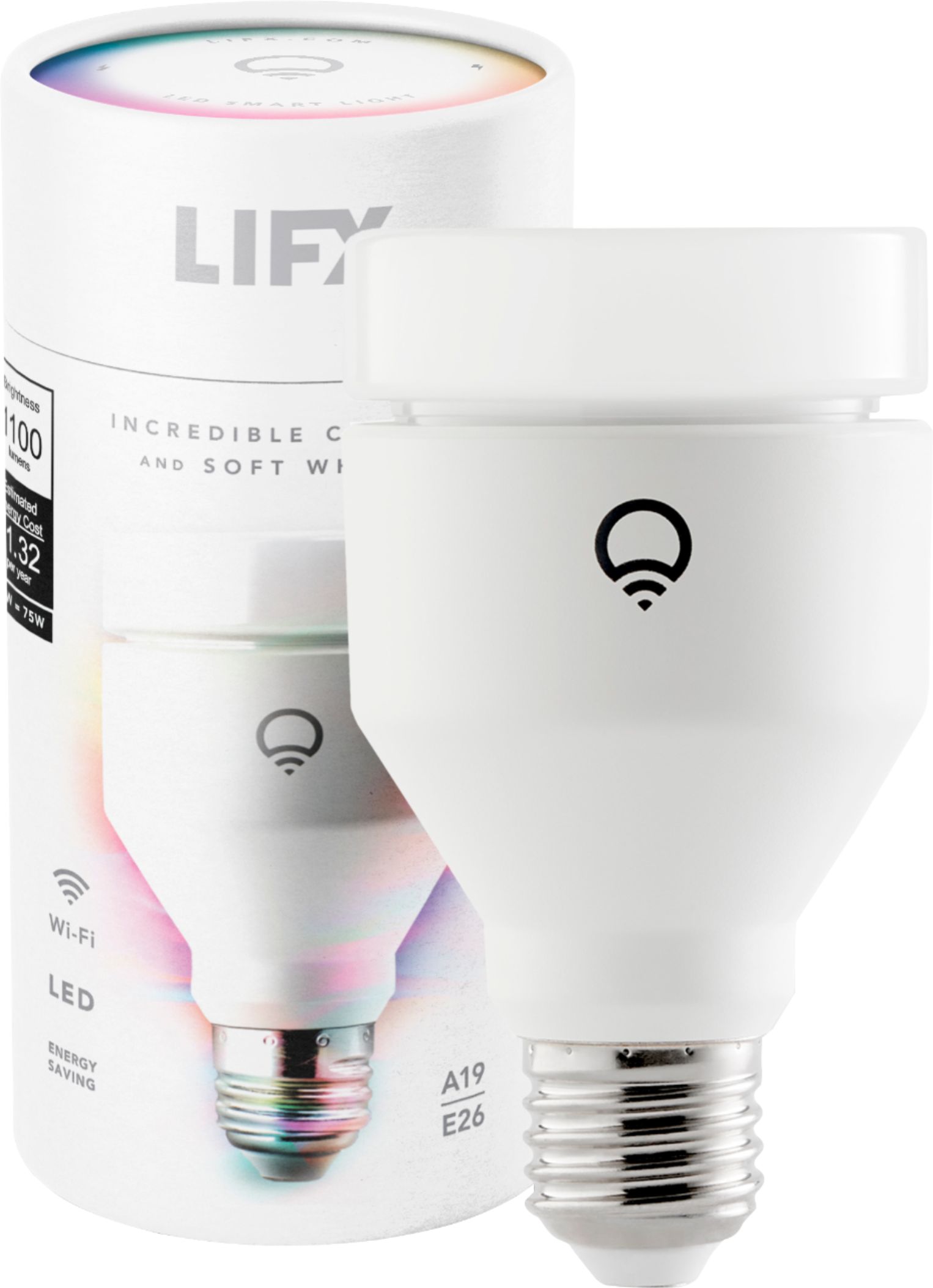 LIFX Dimmable A19 LED Light Bulb Multicolor 1100 Lumens  NEST App ONLY 