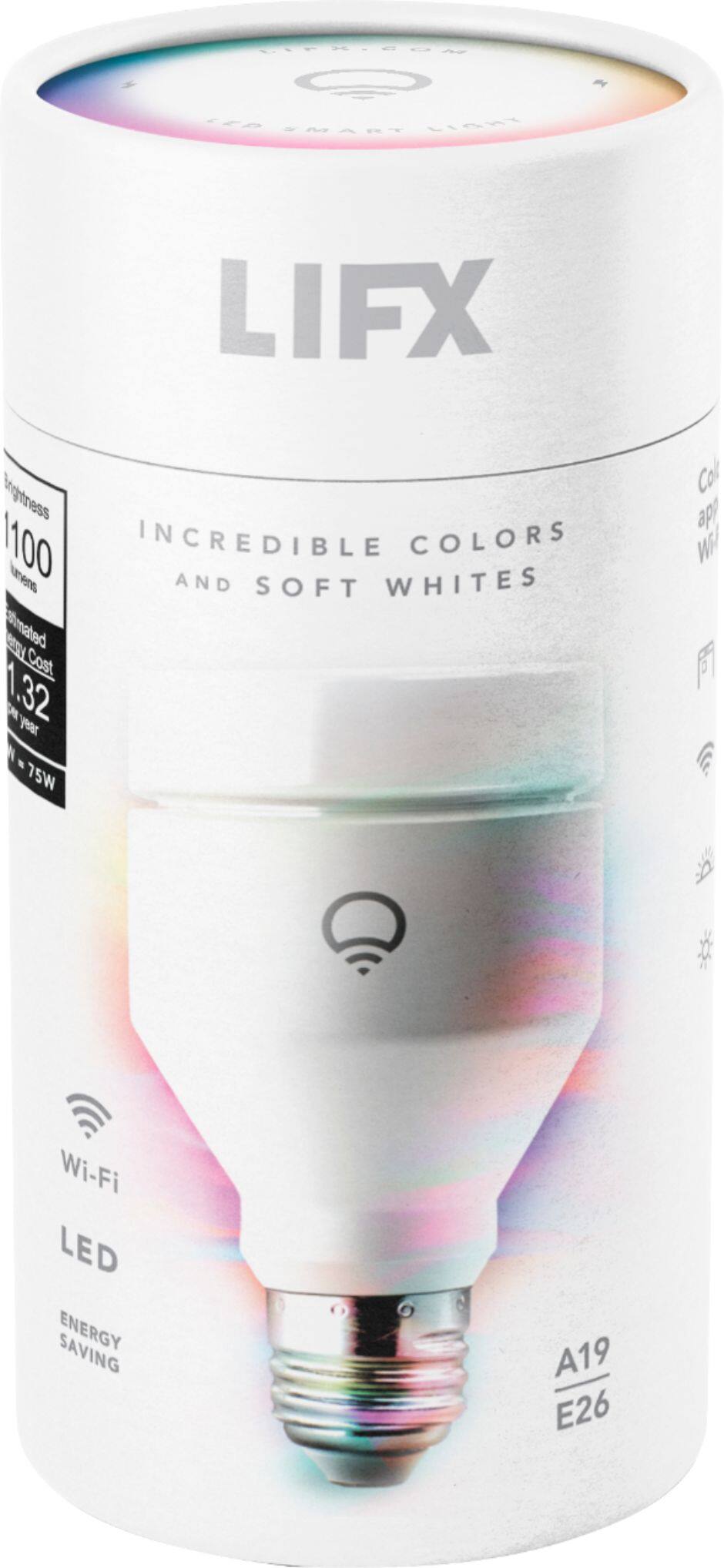 Alt View 16. LIFX - 1100-Lumen, 11W Dimmable A19 LED Light Bulb, 75W Equivalent - Multicolor.