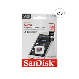 10x Sandisk Ultra microSD 64 GB 140MB/s Memory Card