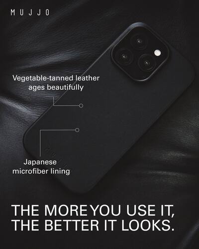 Mujjo Apple iPhone 16 Pro Max Leather Case Black MUJJO-CL-055 Mujjo Apple iPhone 16 Pro Max Leather Case Black MUJJO-CL-055