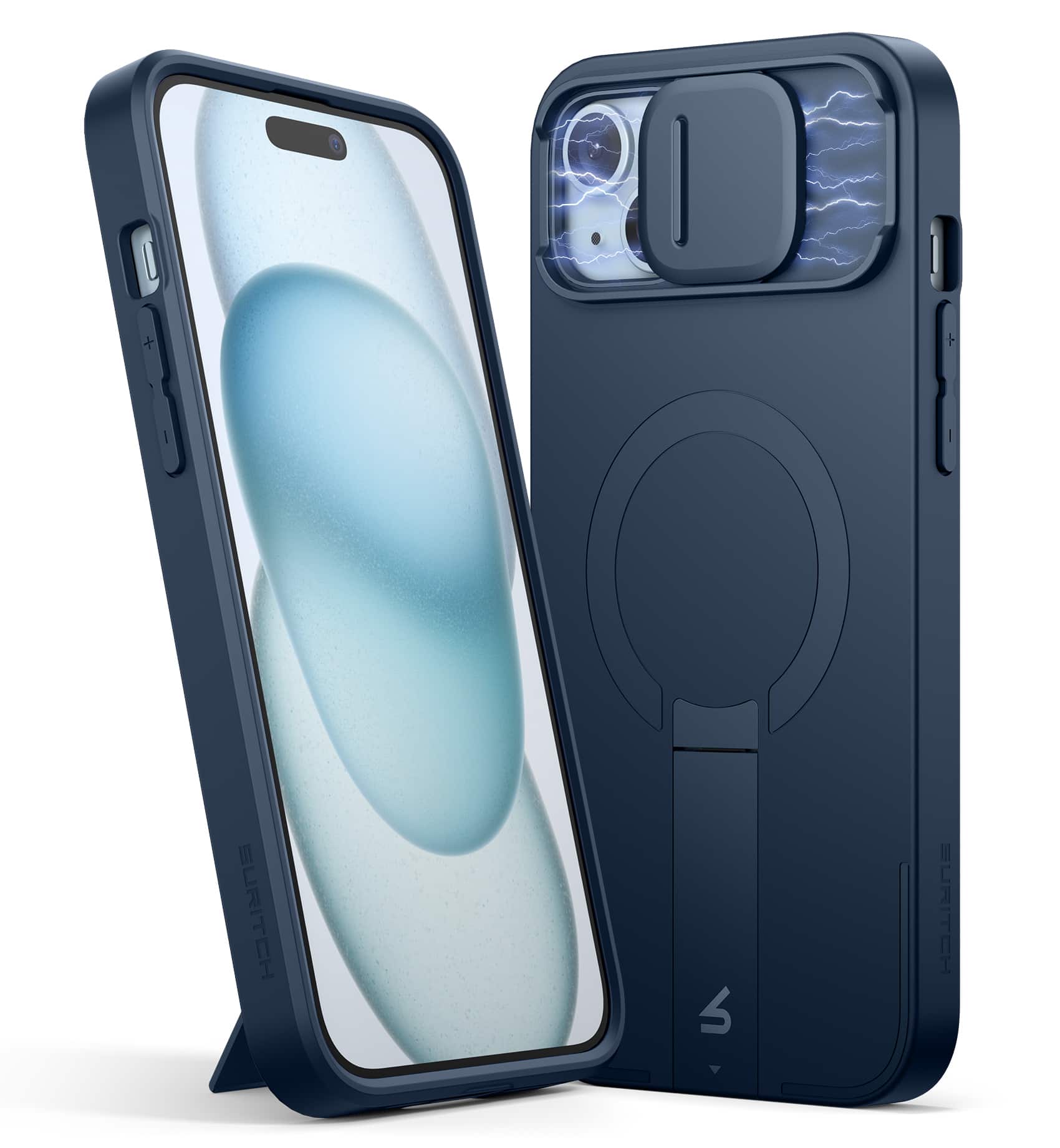 SURITCH - Bumper Case for iPhone 14+ Plus/15+ Plus with Camera Cover, Compatible with MagSafe, Shockproof Slim Protective Cover - Deep Blue price history on PriceWatchPro
