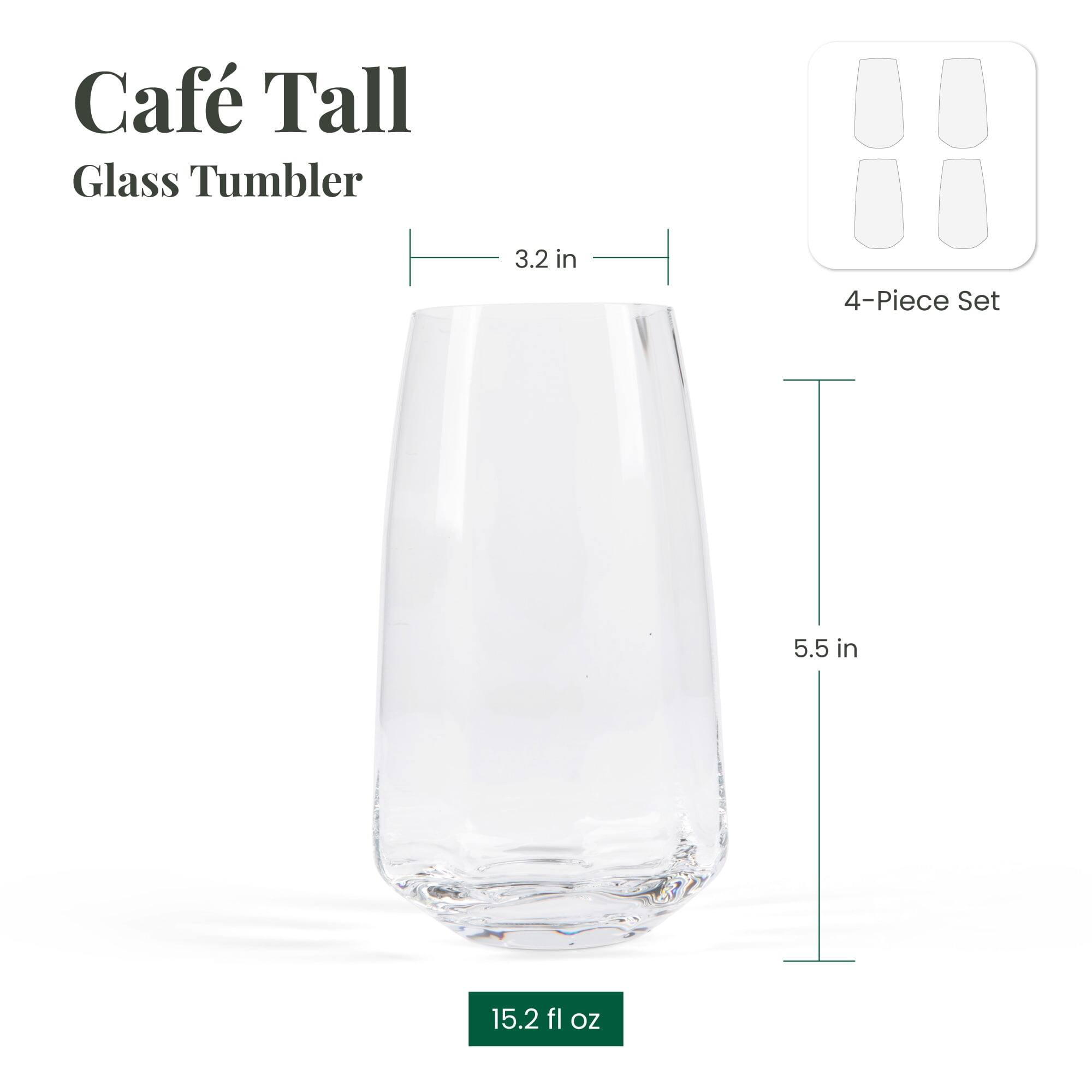 Café Tall Glass Tumbler 3.2 in 4-Piece Set 5.5 in 15.2 fl oz