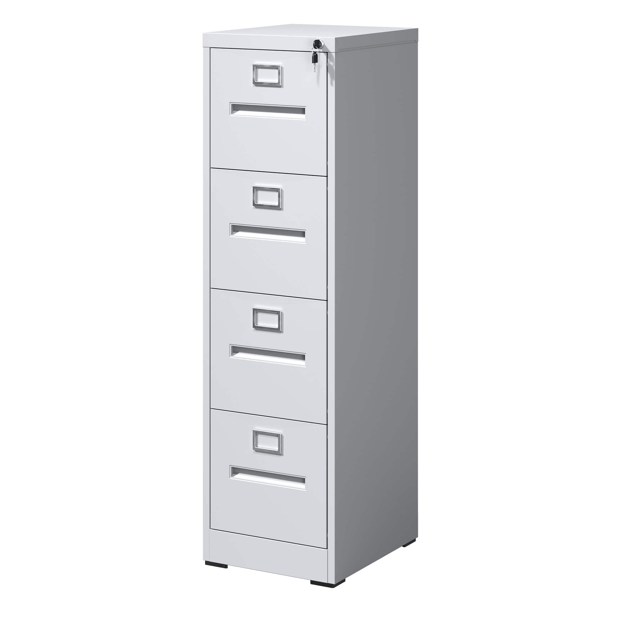 APRILSOUL - 4 Drawer File Cabinet with Lock Metal Vertical File Cabinet Office Home, A4 Legal/Letter Size Narrow File Cabinet Locked