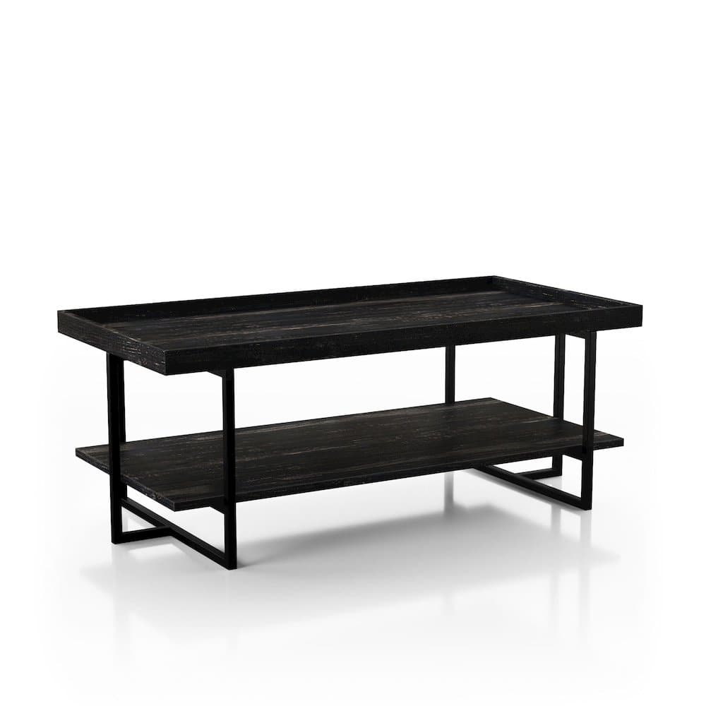 Furniture of America - Prakers Industrial Wood 1-Shelf Coffee Table - Black