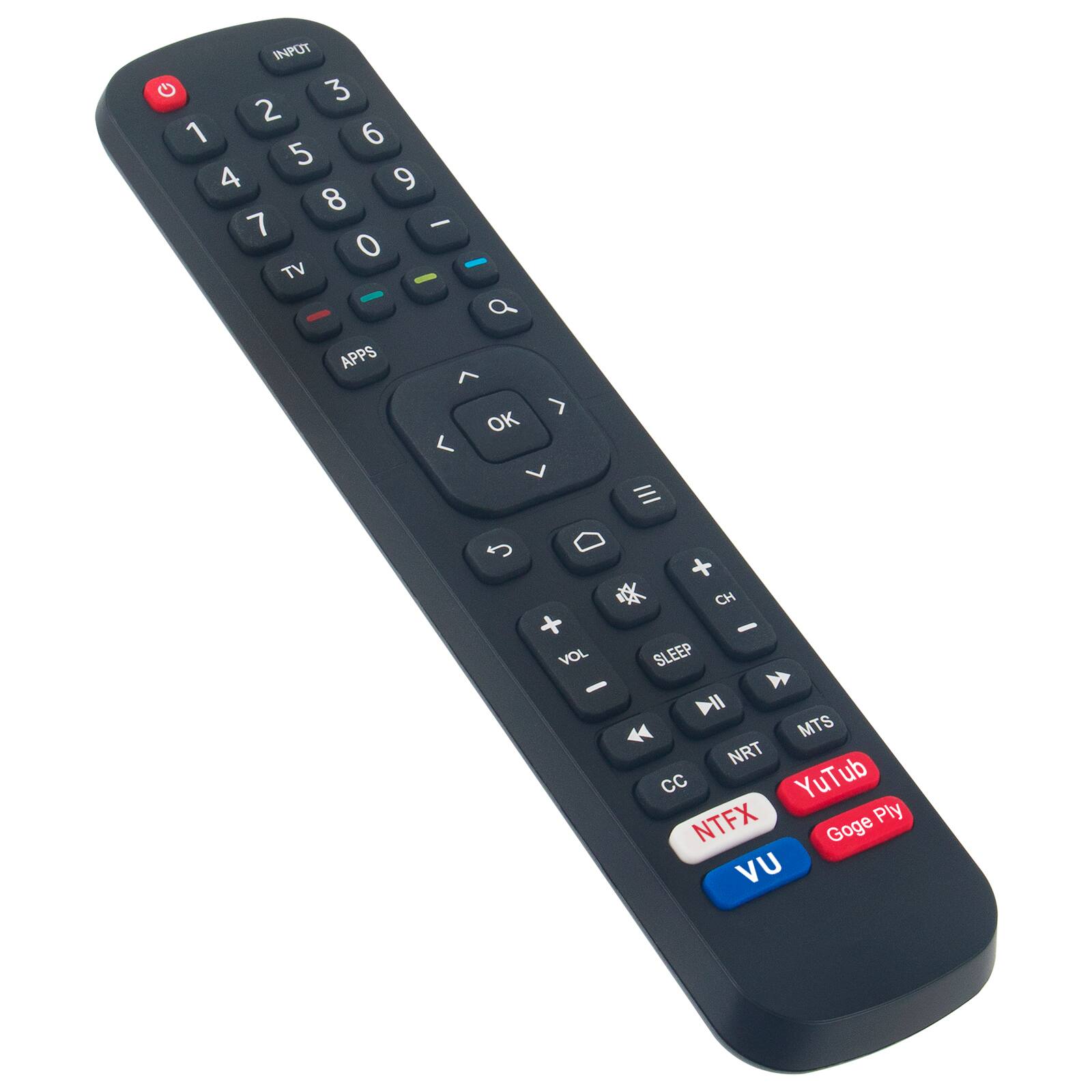 INPUT G 3 2 1 6 5 4 9 8 7 - O TV APPS

Q L OK

+ VOL
CH SLEEP
MTS NRT CC YouTube NTFX Ply Goge VU