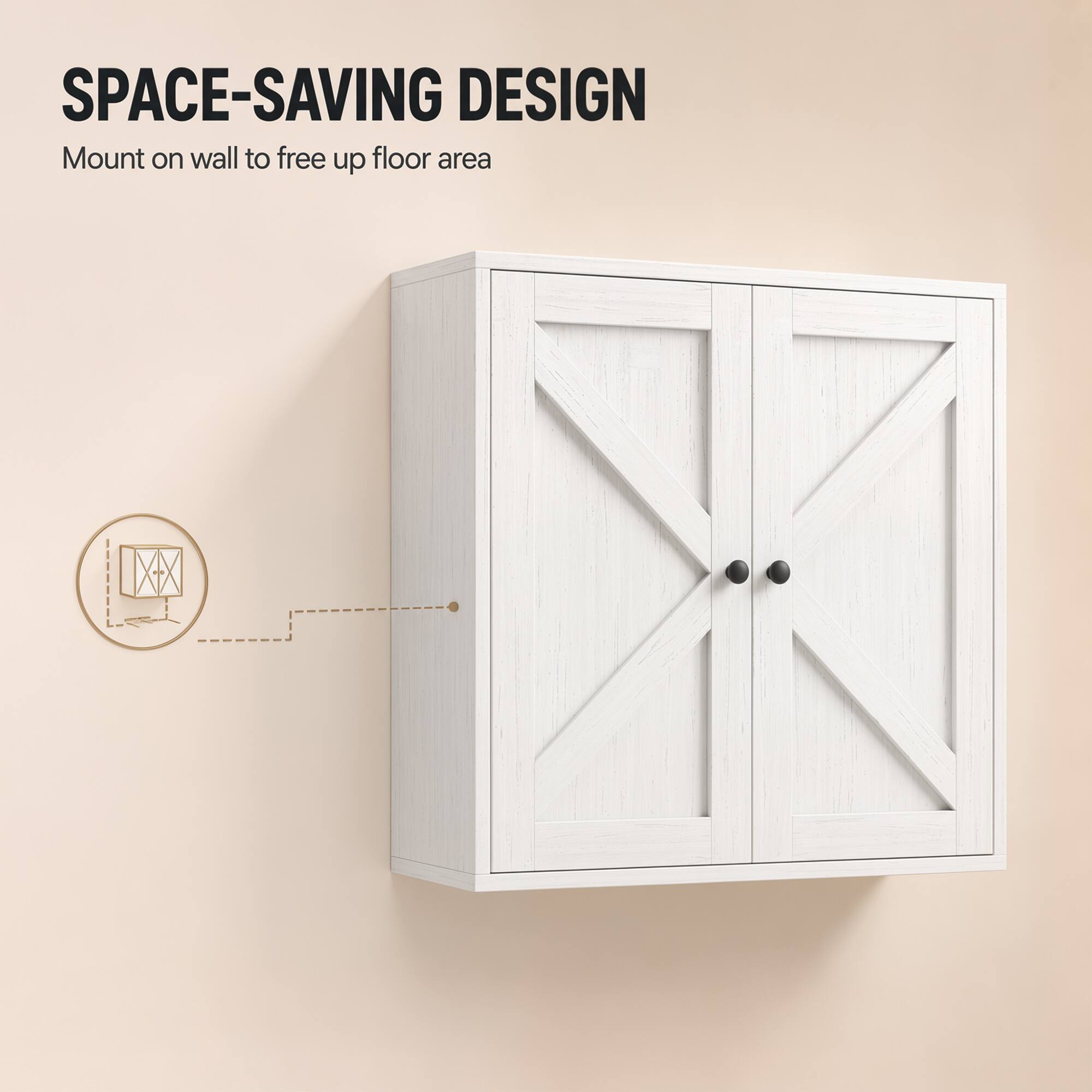SPACE-SAVING DESIGN  
Mount on wall to free up floor area