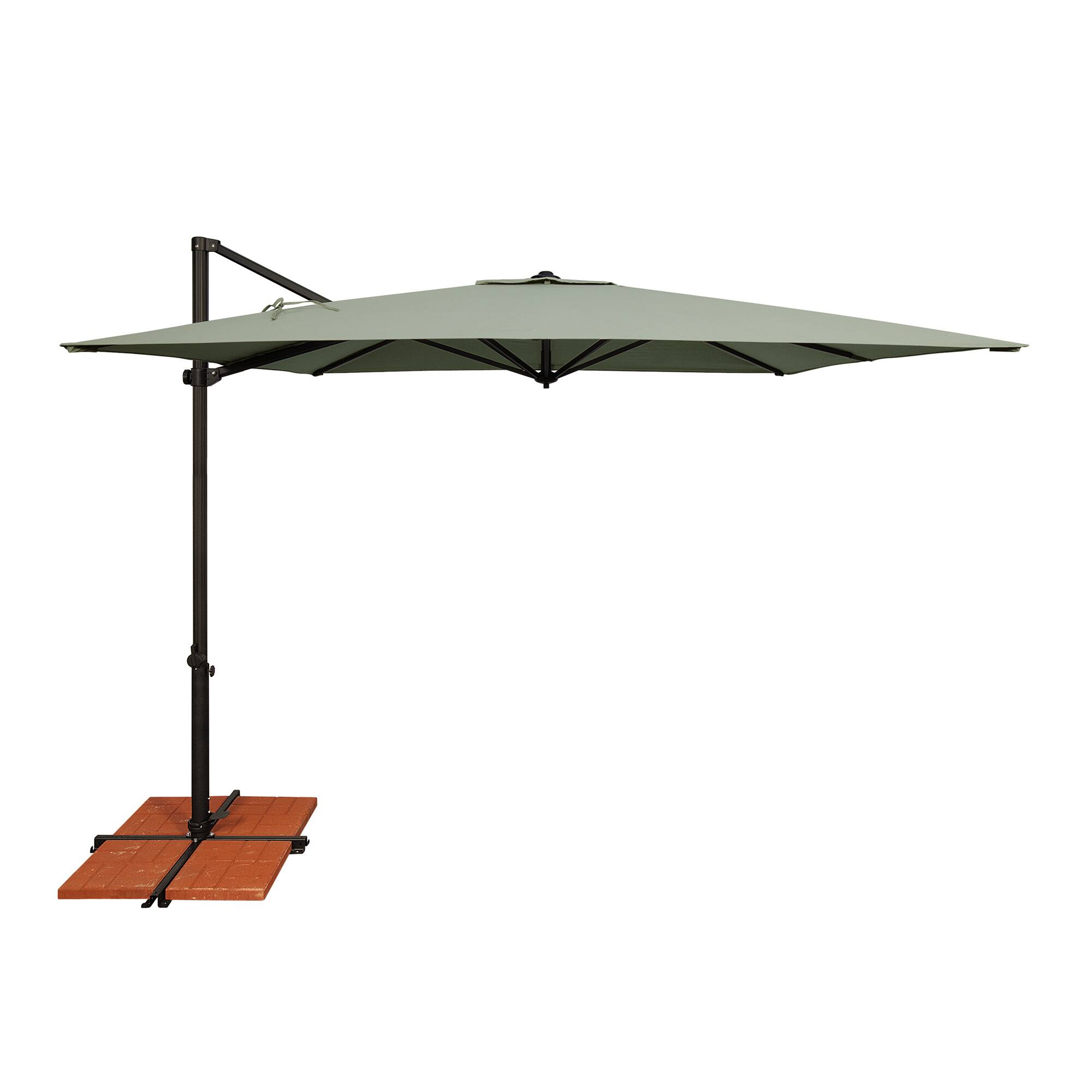 Mondawe - 8.6' Square Cantilever Patio Umbrella Black Frame with Cross Bar Stand - Spa