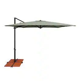Mondawe - 8.6' Square Cantilever Patio Umbrella Black Frame with Cross Bar Stand - Spa
