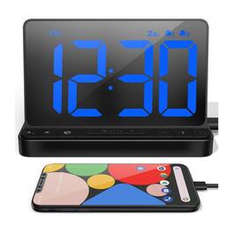 Dazzed Corner - Digital Alarm Clock, 6.5in LED Display with Snooze, USB Charging - Black