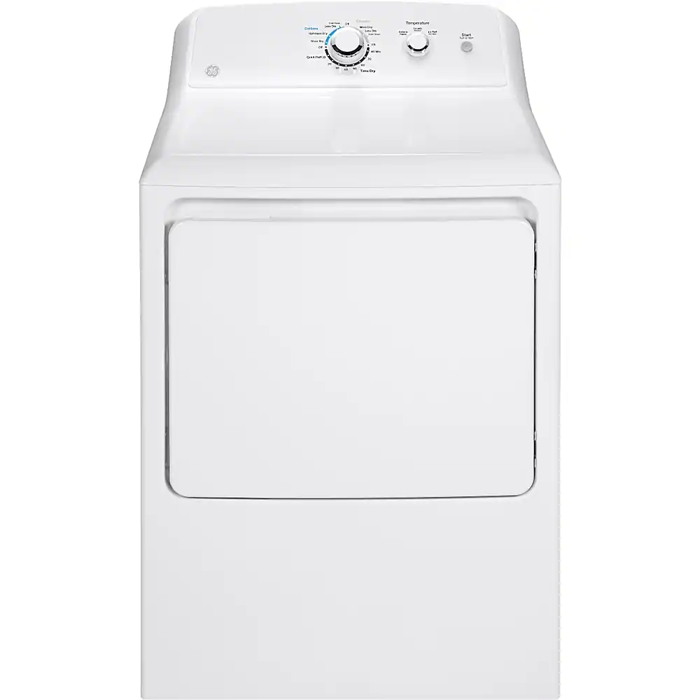 GE - 6.2 Cu. Ft. Electric Dryer with Shallow Depth Flat Back Design - White
