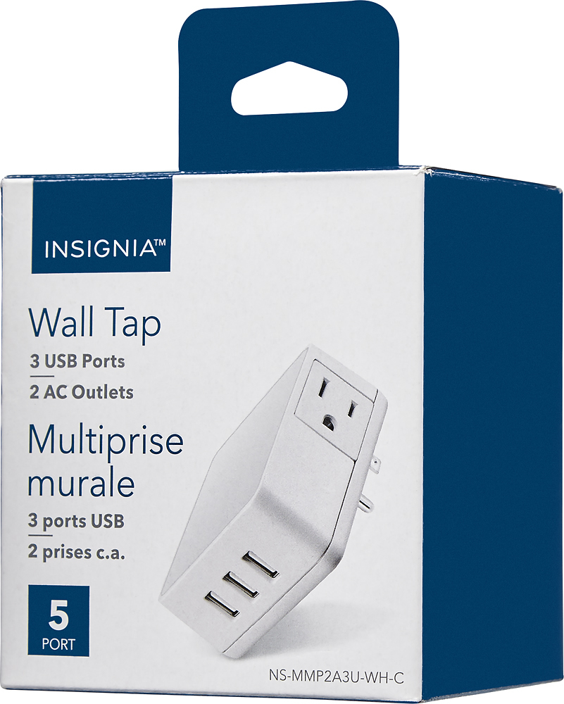 Multiprise Murale 8 en 1 Prise USB Multiple 4 Prises avec 2 USB, 1