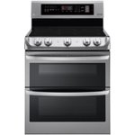 Front Zoom. LG - 7.3 Cu. Ft. Self-Cleaning Freestanding Double Oven Electric Convection Range - Stainless Steel.