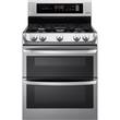 LG - 6.9 Cu. Ft. Self-Cleaning Freestanding Double Oven Gas Convection Range - Stainless steel - Larger Front