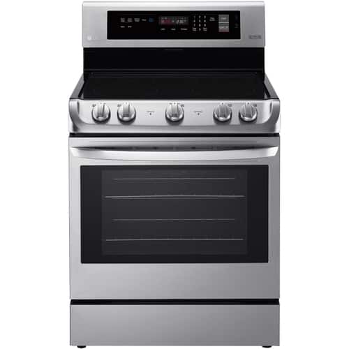 LG - 6.3 Cu. Ft. Freestanding Electric Convection Range - Stainless steel - Larger Front