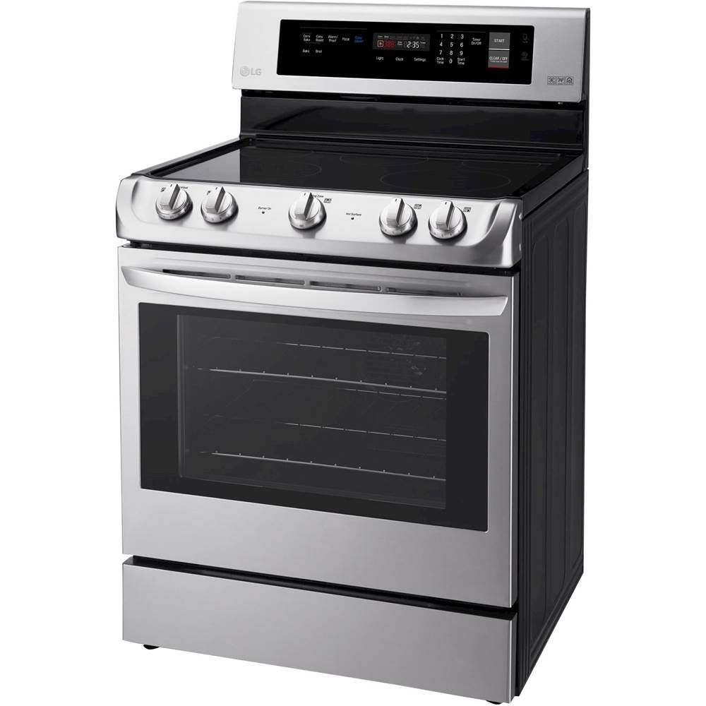 Left. LG - 6.3 Cu. Ft. Freestanding Electric Range with ProBake Convection - Stainless Steel.