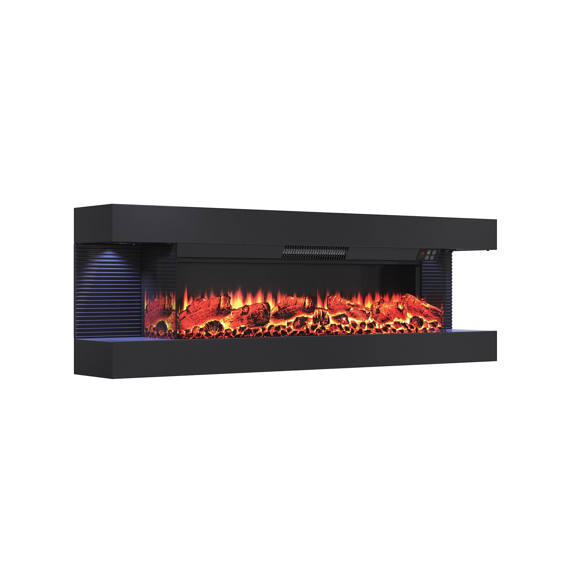Alt View 10. Boyel Living - 50 inch Hanging Electric Fireplace with Remote Control and LED Side Lights - Black.