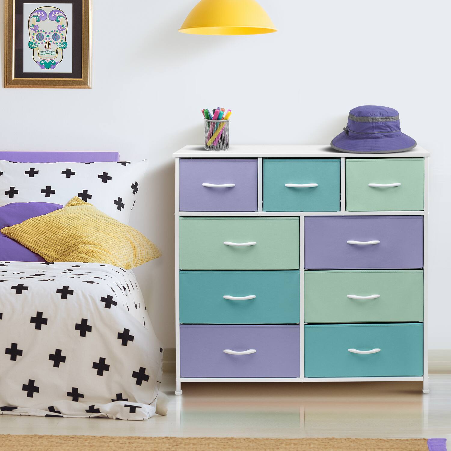Alt View 2. Sorbus - Sorbus Kids Dresser with 9 Drawers, Furniture Storage Chest Tower Unit for Bedroom, Hallway, Closet - Pastel Combo.