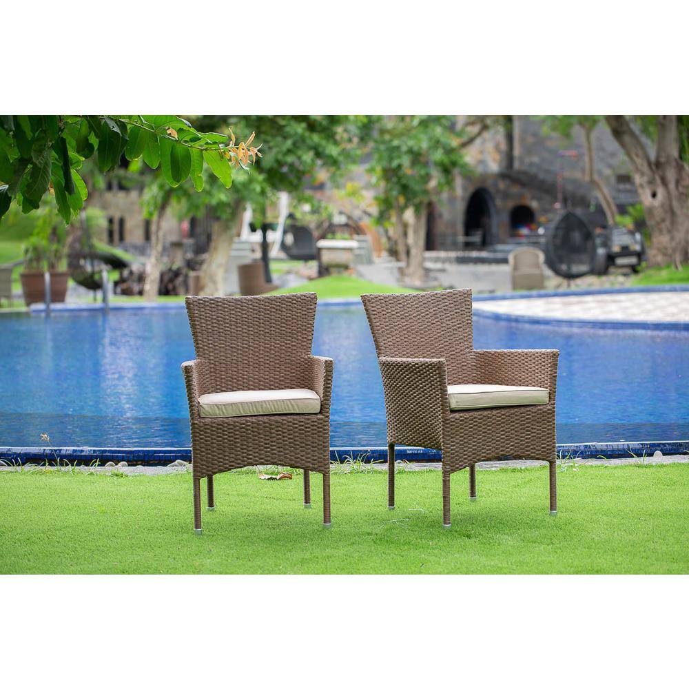 Angle. East West Furniture - Wicker Patio Chair Brown - Brown.