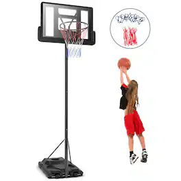 Gymax - Height Adjustable Portable Basketball Hoop System Shatterproof Backboard Wheels - Black
