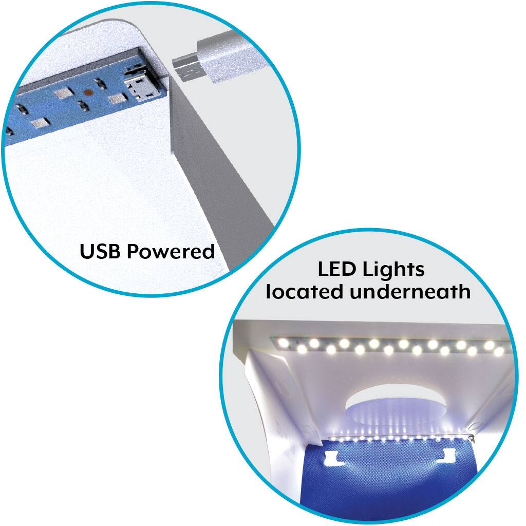 USB Powered  
LED Lights located underneath