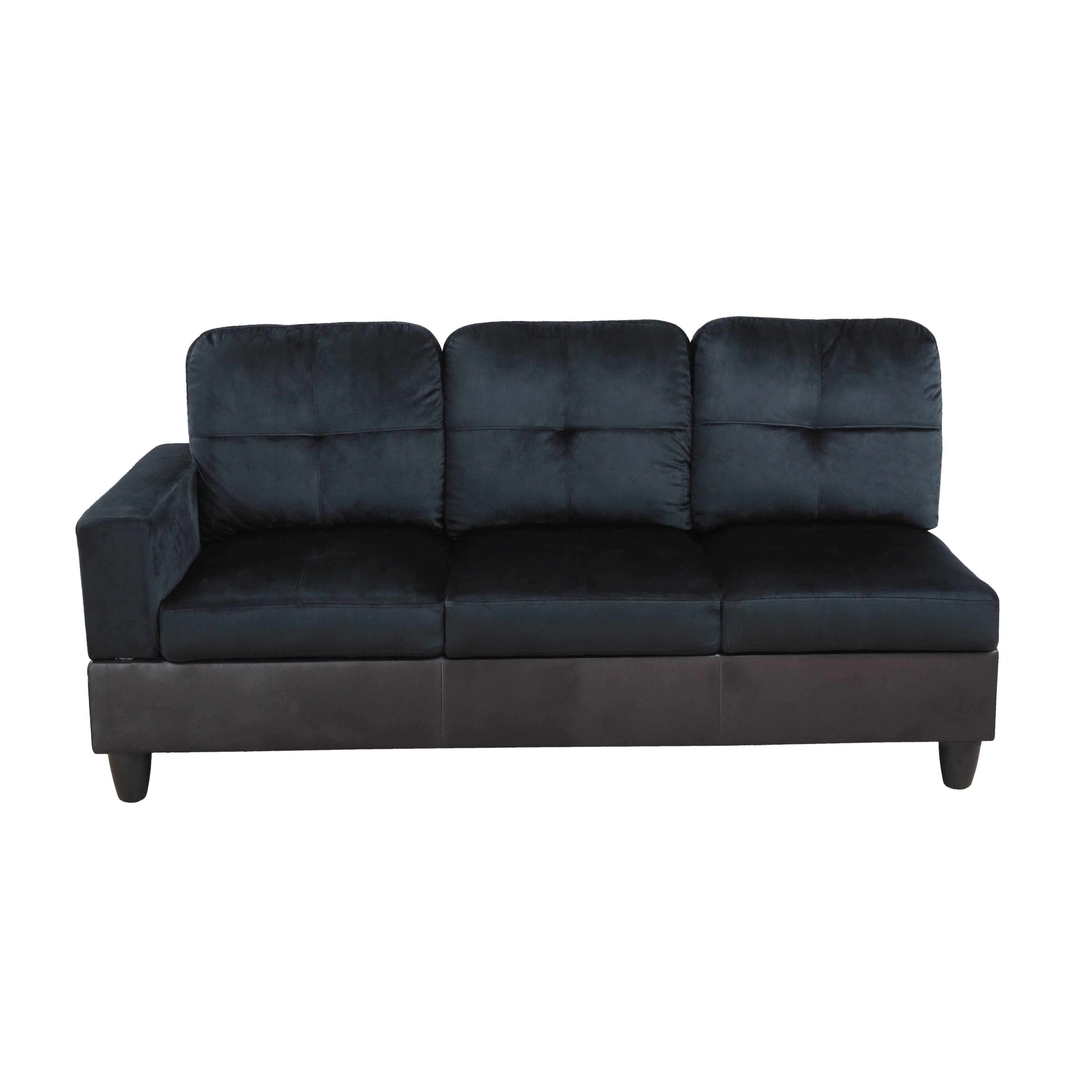 Alt View 5. Boyel Living - Atrovirens Lint Plush Sofa Solid Wood Frame Double Spring with Right Chaise Lounge - Dark Teal.