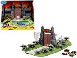 Jada - Jurassic Park Theme Park Entrance Diorama with Jeep Wrangler & Ford Explorer 30th Anniversary Movie Nano Rides - Multicolor