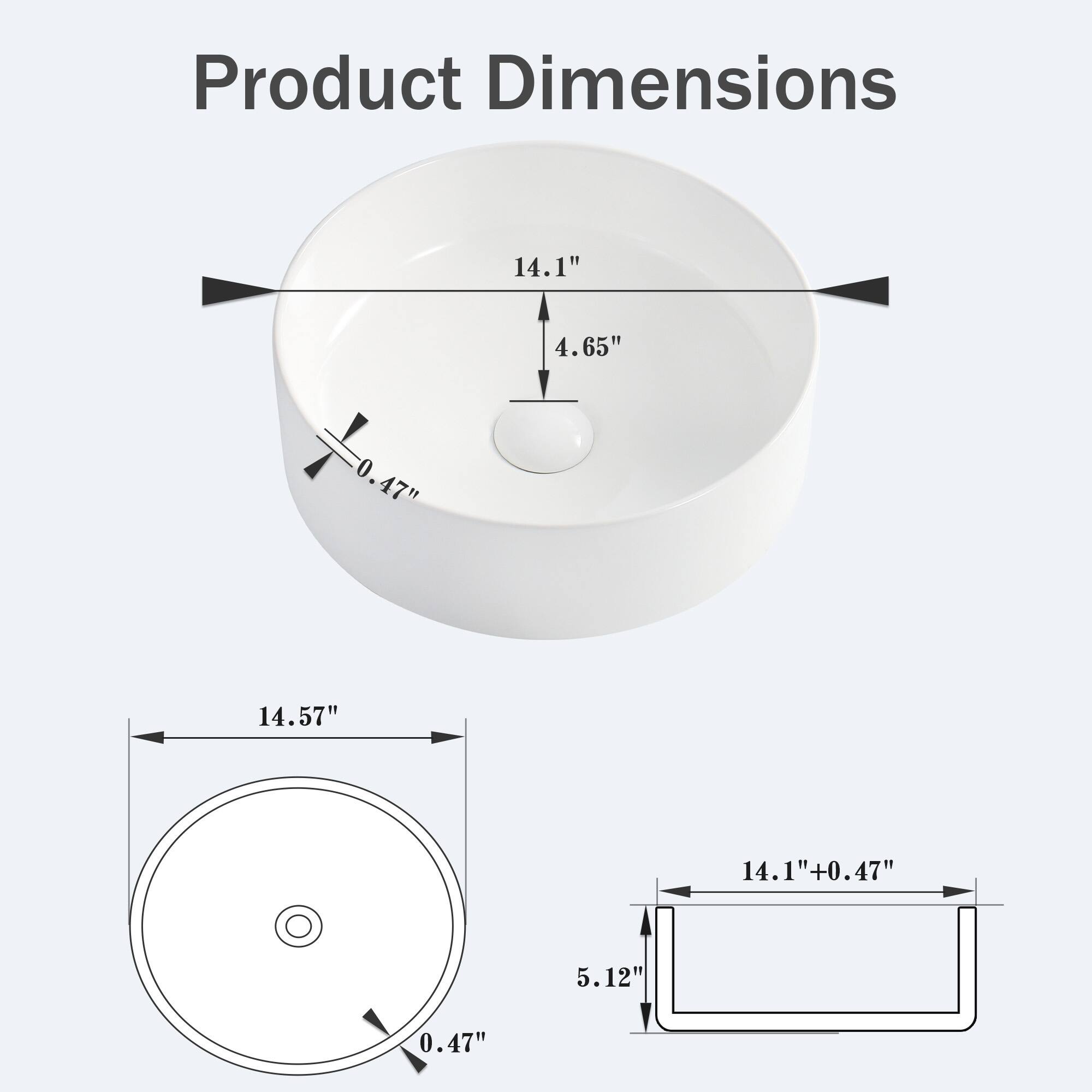 Product Dimensions

14.1"  
4.65"  
0.47"  
14.57"  
14.1"+0.47"  
5.12"  
0.47"
