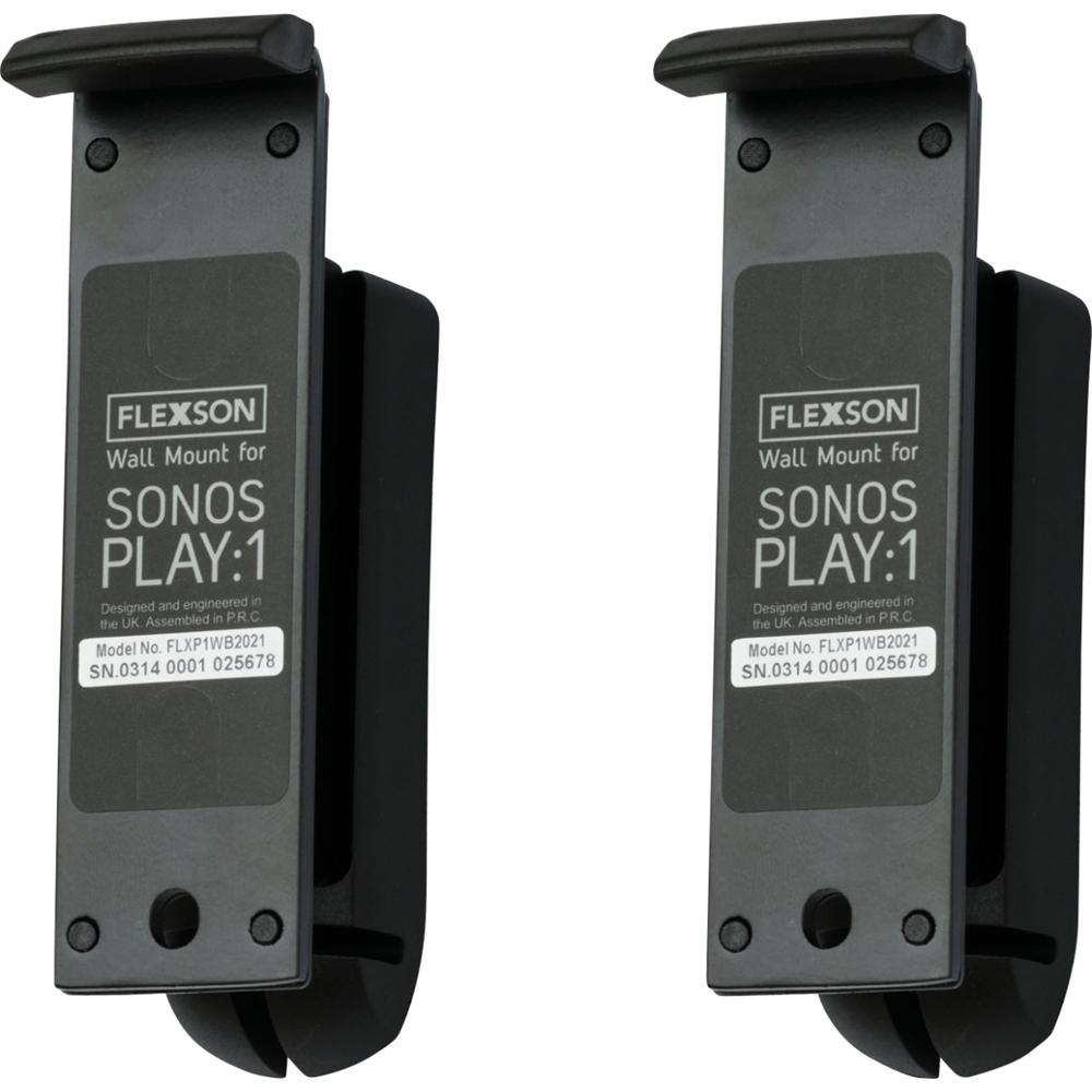 Pair Black Flexson Wall Mount for Sonos One and Sonos PLAY:1