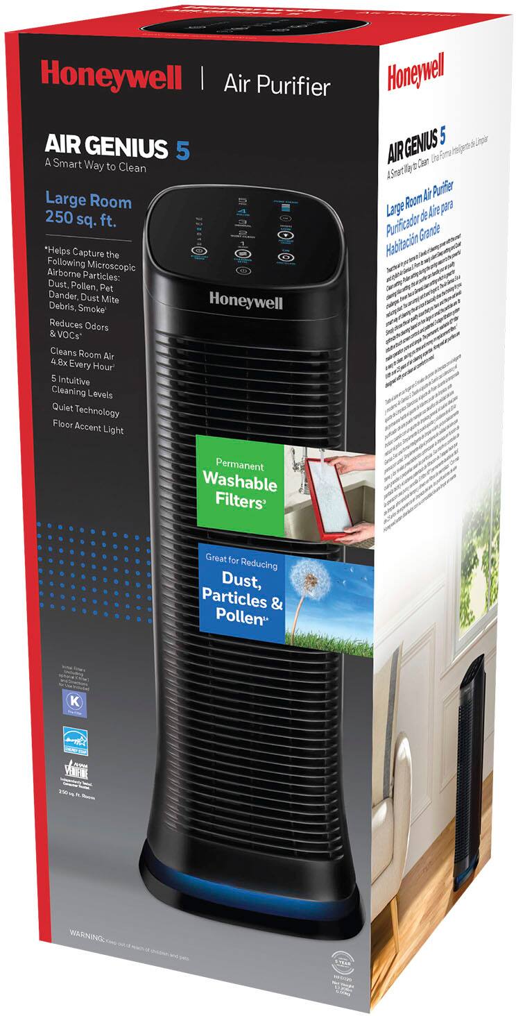 Alt View 11. Honeywell - HFD320 Air Genius 5 Air Purifier with Permanent Filter Large Rooms - Black.