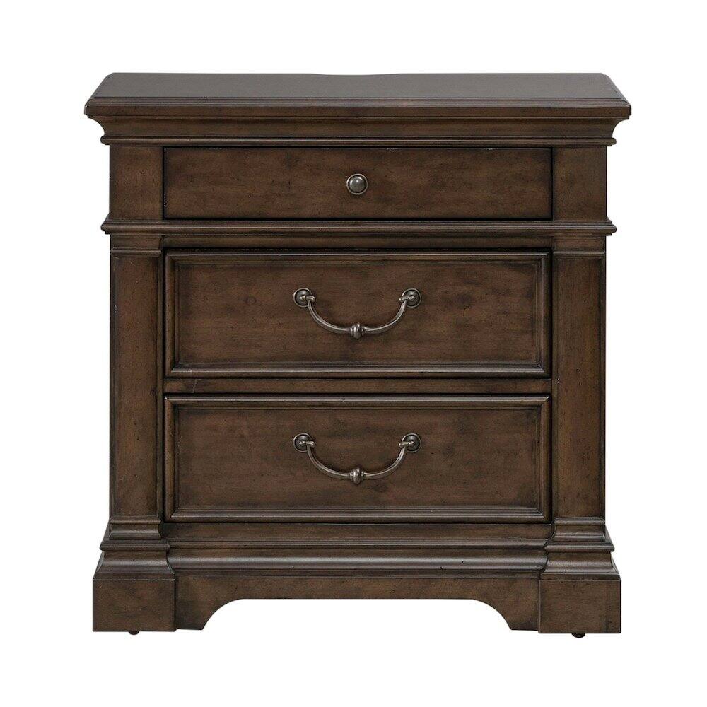 Alt View 1. Liberty Furniture Industries - Arden Road Bedroom Nightstand w/ Charging Station AC USB-A USB-C - Satin Cherry - Satin Cherry.