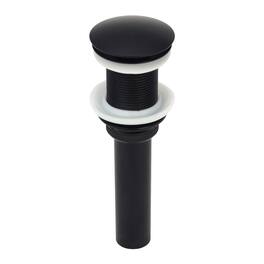 Akicon - Push Button Bathroom Sink Drain Stopper Without Overflow - Matte Black