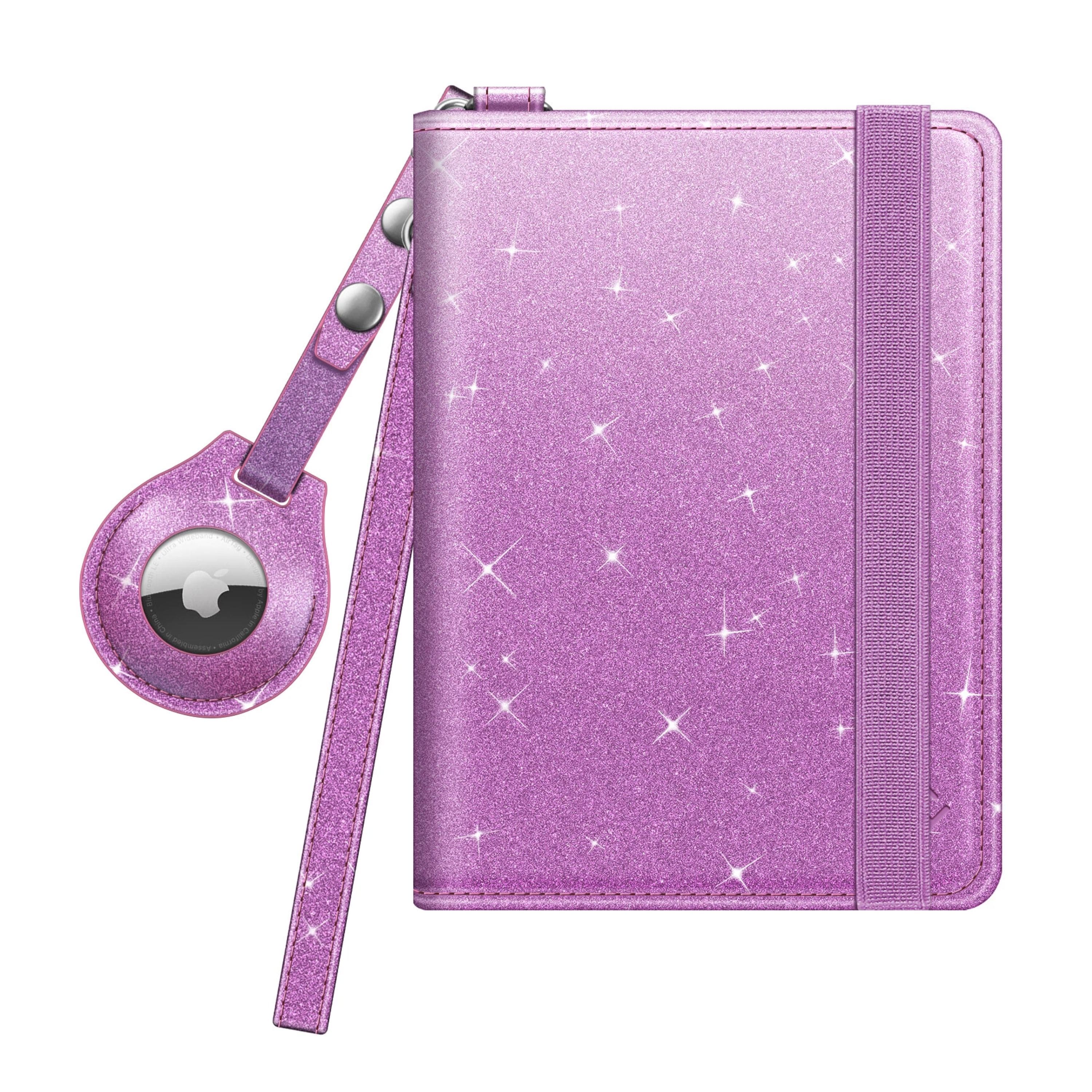 Kitcheniva - Slim RFID Blocking Card Passport Holder Travel Wallet Case With Airtag - Glittering Purple price history on PriceWatchPro