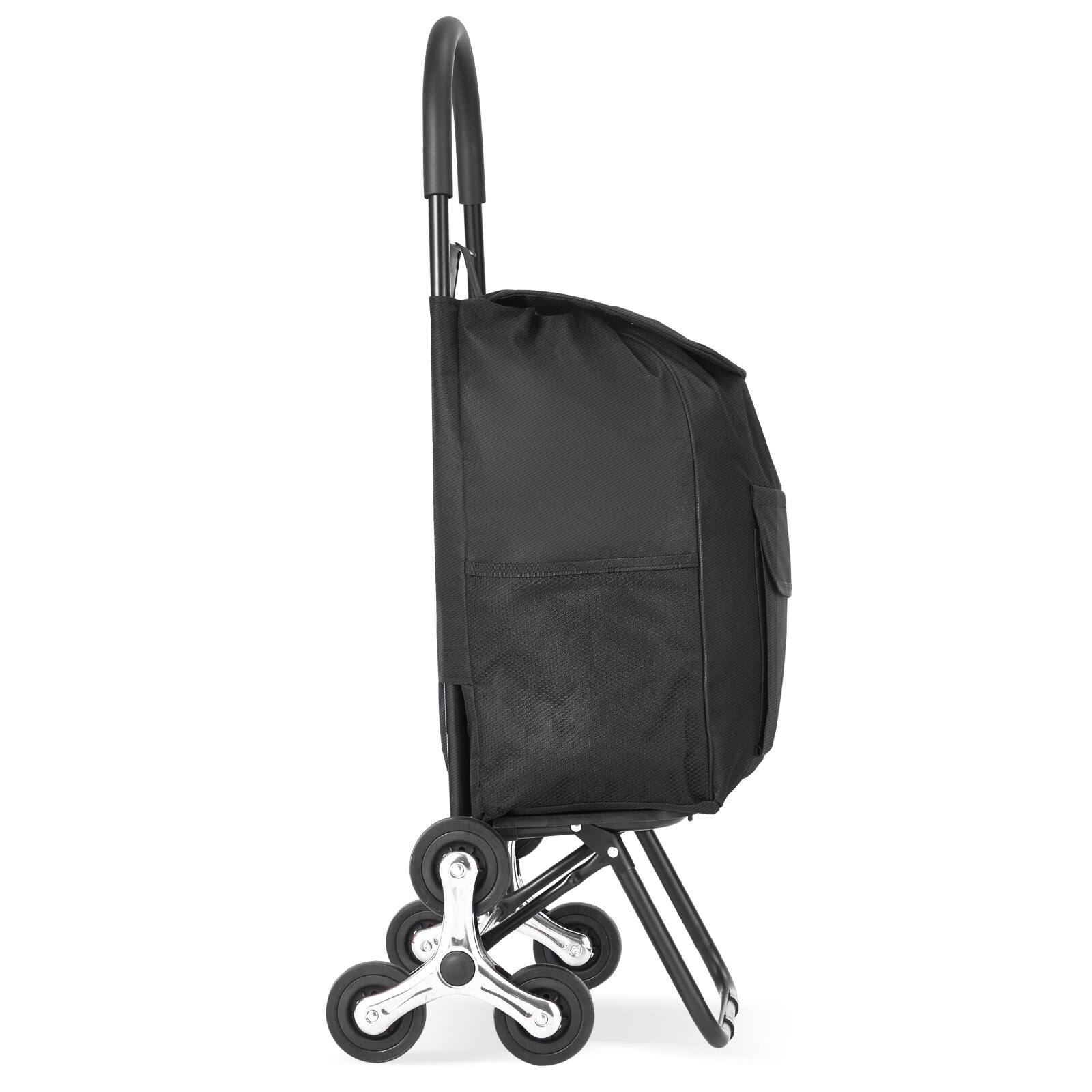Alt View 3. LOVMOR - Stair Climbing Shopping Cart, Foldable 36L Utility Cart with Storage Bag and 6 Wheels - Black.