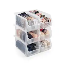 Sorbus - Medium Open Front Stackable Clothing Storage Bin – Closet & Wardrobe Organizer - Clear