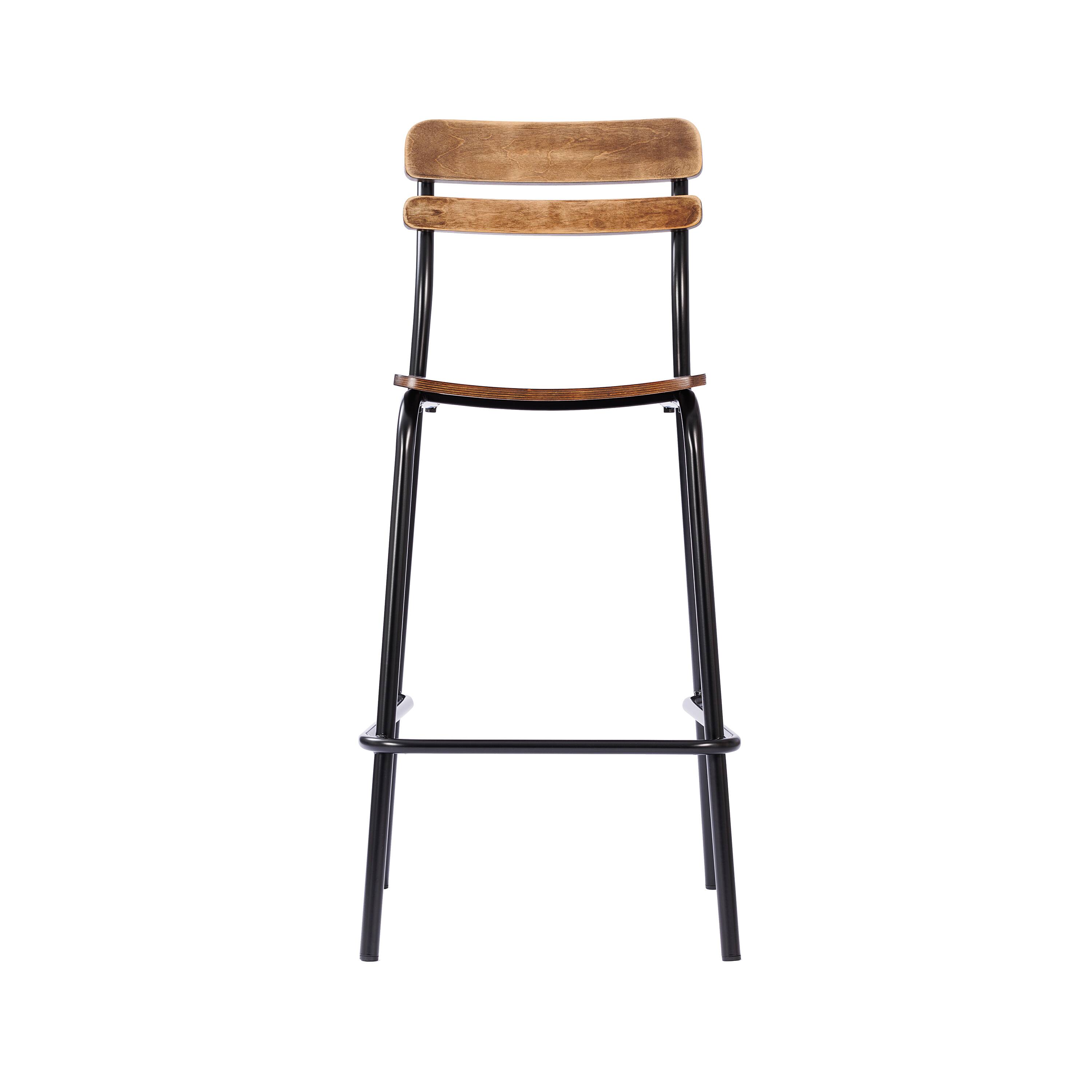 Angle. Flash Furniture - Cyprus Commercial Grade Solid Wood Bar Stool with Black Metal Frame and Antique Copper Finish - Brown.