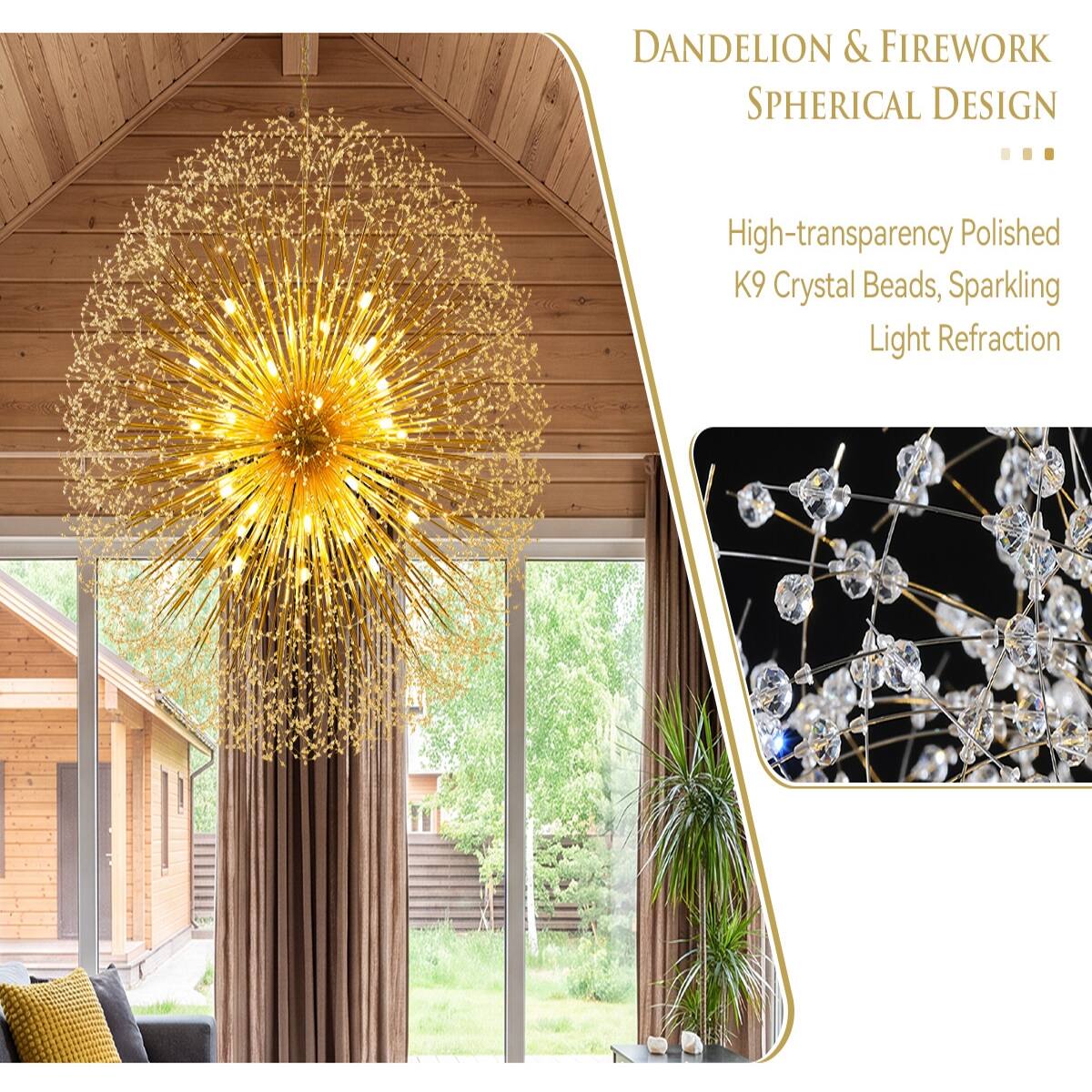 Dandelion & Firework Spherical Design

High-transparency Polished K9 Crystal Beads, Sparkling Light Refraction
