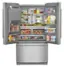 The refrigerator is full of food and drinks, including a variety of fruits and vegetables, such as apples, oranges, and broccoli. There are also several bottles of juice and milk, as well as a bowl of fruit. The refrigerator is well-stocked and ready for use.