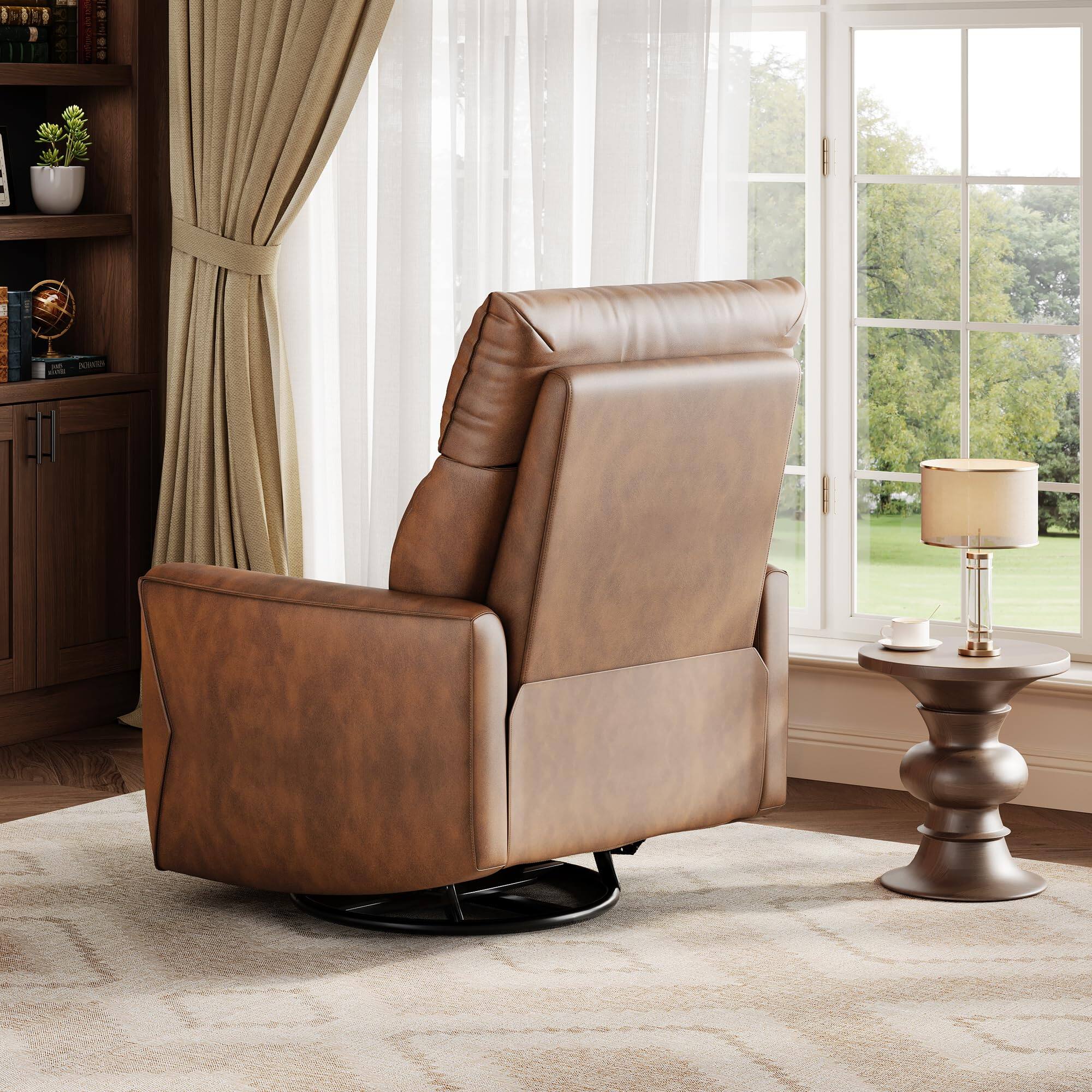 Alt View 7. Jojoka - Power Recliner Chair, Swivel Rocker Chair, Chenille Upholstered Nursery Chair with USB Ports - Brown.