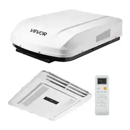 VEVOR - RV Air Conditioner, 15000 BTU RV AC Unit, 120V Non-Ducted Rooftop Air Conditioner with Heat Pump and Cooling - White;Black