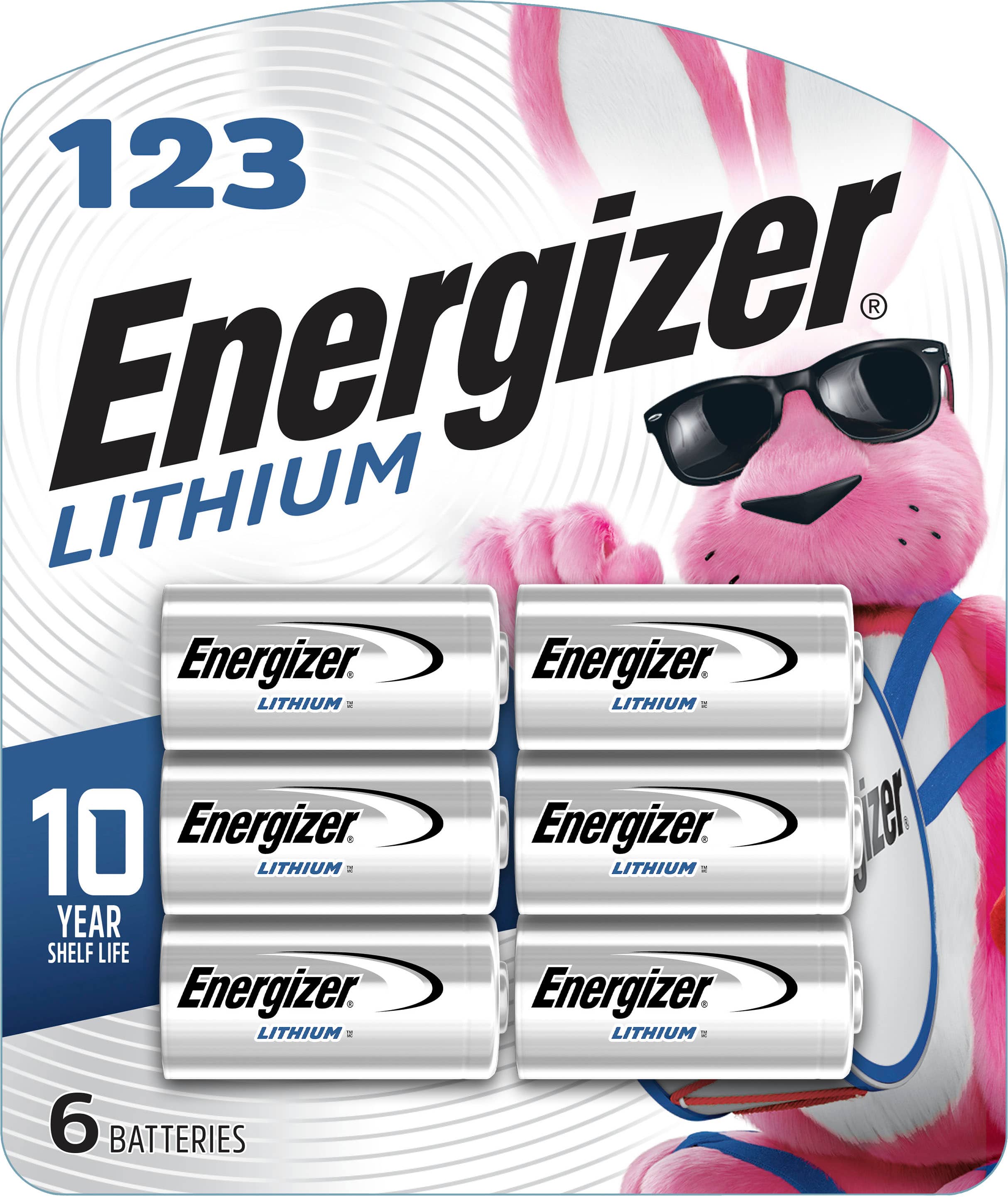 Front. Energizer - 123 Lithium Batteries (6 Pack), 3V Photo Batteries - Silver.