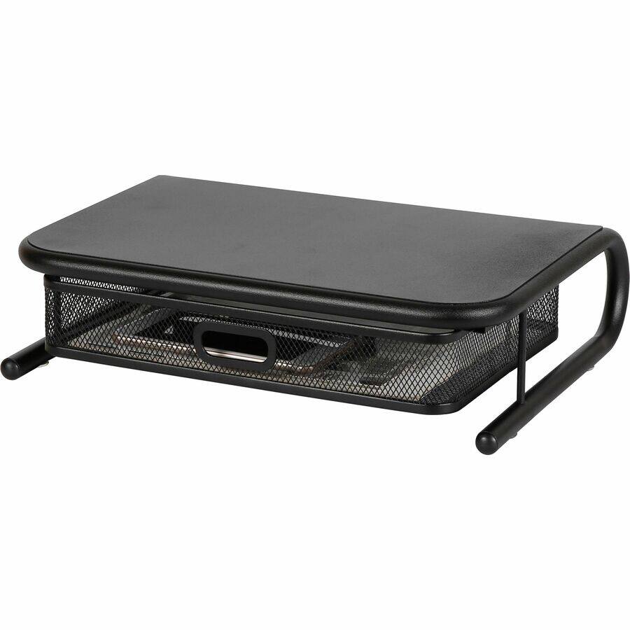 Angle. Lorell - Lorell Mesh Wire Monitor Stand Desktop Powder Coated Steel Black - Black.