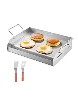 VEVOR - Stainless Steel Griddle, 17x13 inch Universal Flat Top Rectangular Plate, Gas Grill Griddle for BBQ Grill, Teppanyaki - Silver