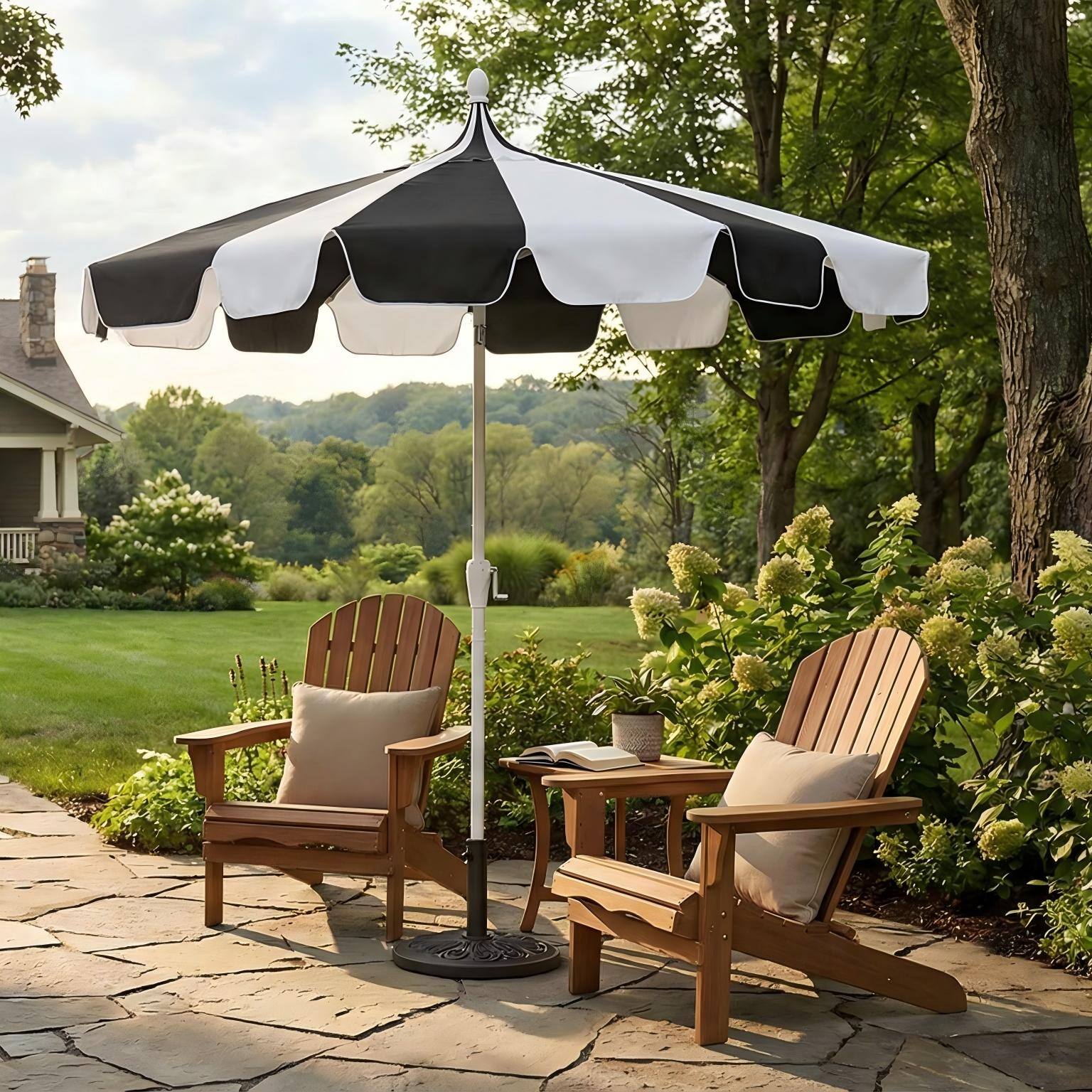 Alt View 4. Mondawe - 10 ft. Pagoda Patio Umbrella with Crank Lift and Tilt Adjustable - Black.