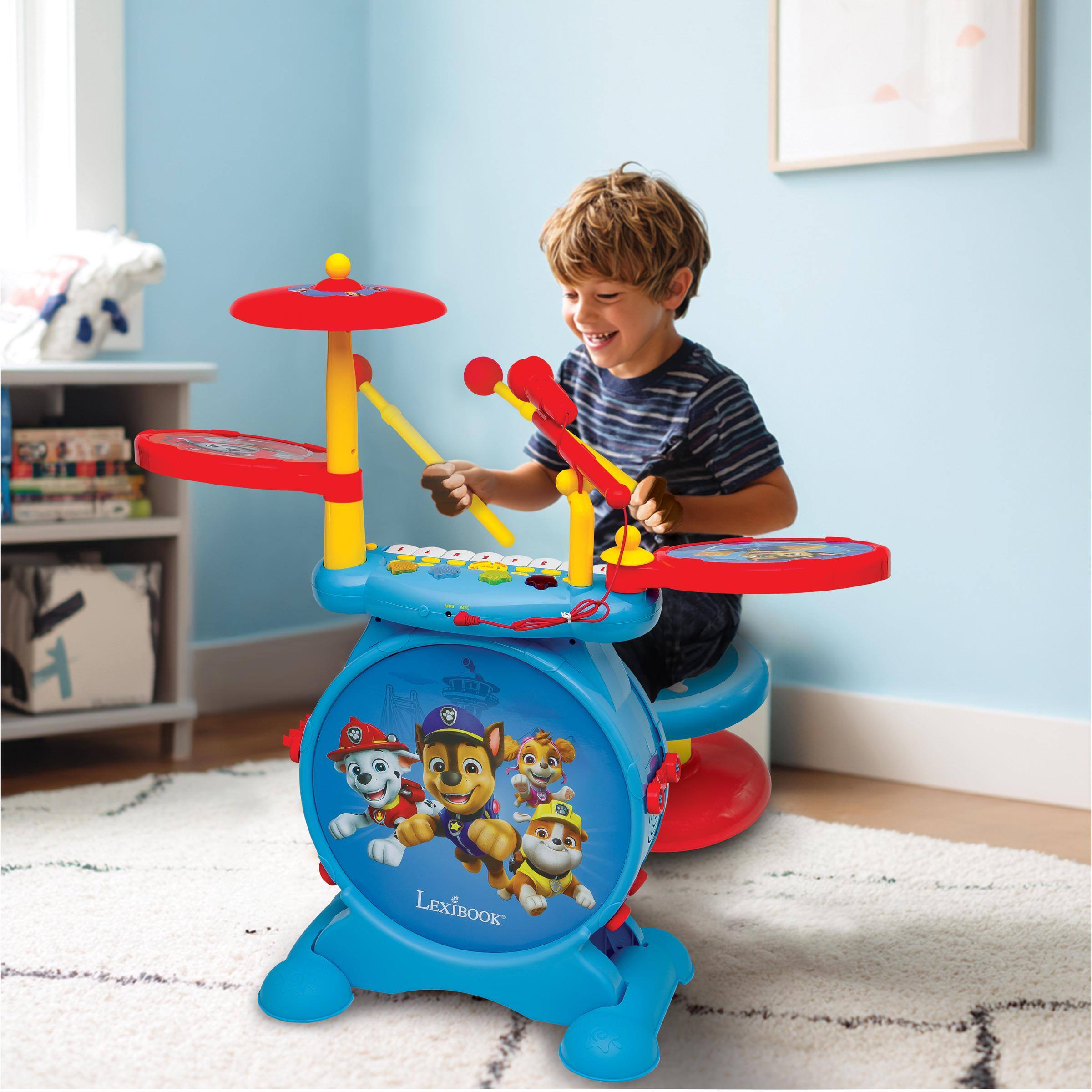 Alt View 3. Lexibook - Paw Patrol My Rock Band Electronic Luminous Drums Set with Seat.