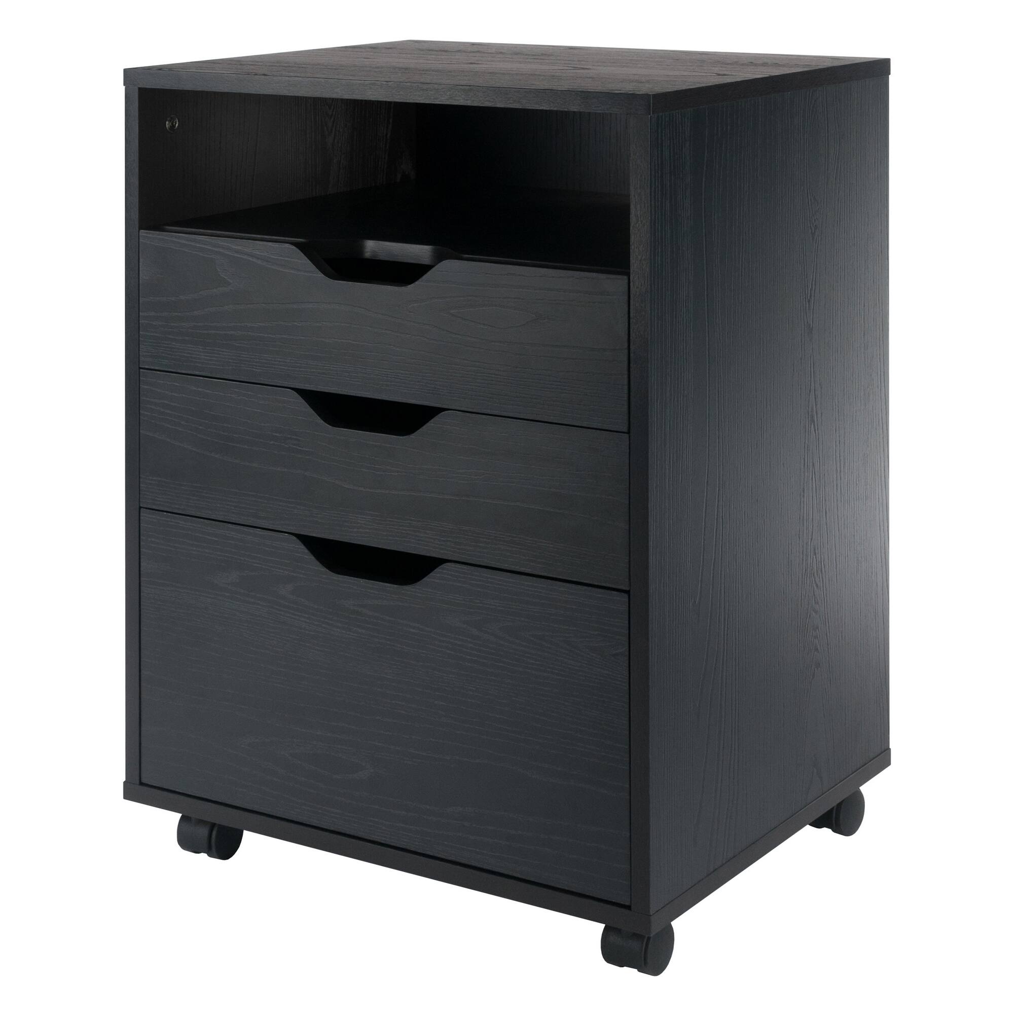 Alt View 4. Winsome Wood - Halifax Bins & Drawers Storage Mobile Cabinet - Black.