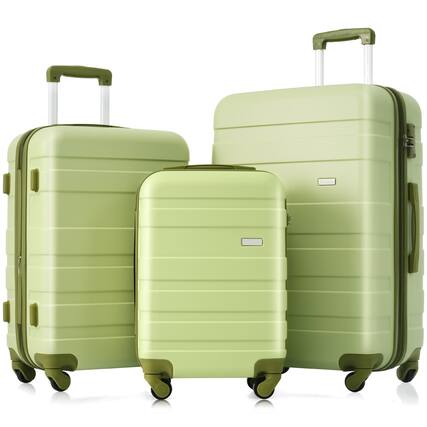Front. LOVMOR - Lovmor 3-Piece ABS Hardshell Luggage Set 20/24/28" TSA Spinner Light Green - Light Green.
